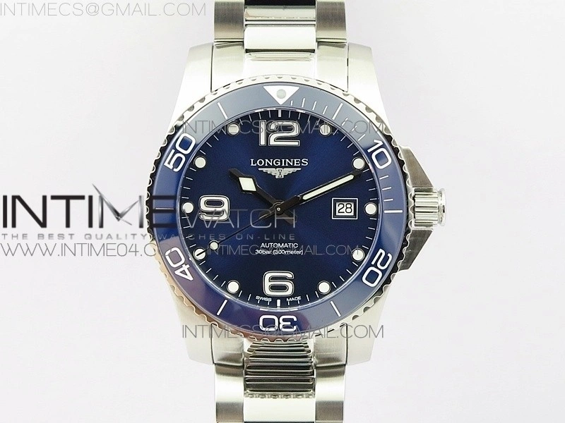 Conquest L3.840.4.56.6 Real Ceramic Bezel SS ZF 1:1 Best Edition Blue dial On SS Bracelet A2824